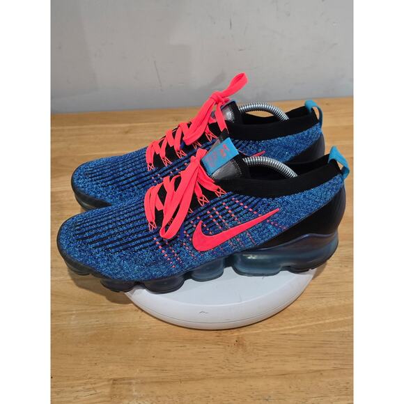 Nike Air VaporMax Flyknit 3 Blue Black Hot Pink Running Shoes Sneakers - Picture 1 of 7